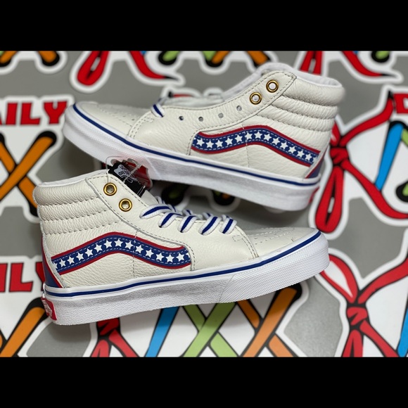 NEW Kids Vans USA Wht/Red/Blue - Picture 2 of 4